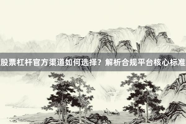 股票杠杆官方渠道如何选择？解析合规平台核心标准