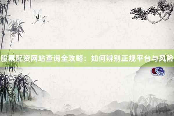 股票配资网站查询全攻略：如何辨别正规平台与风险