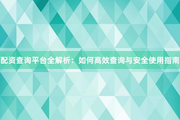 配资查询平台全解析：如何高效查询与安全使用指南